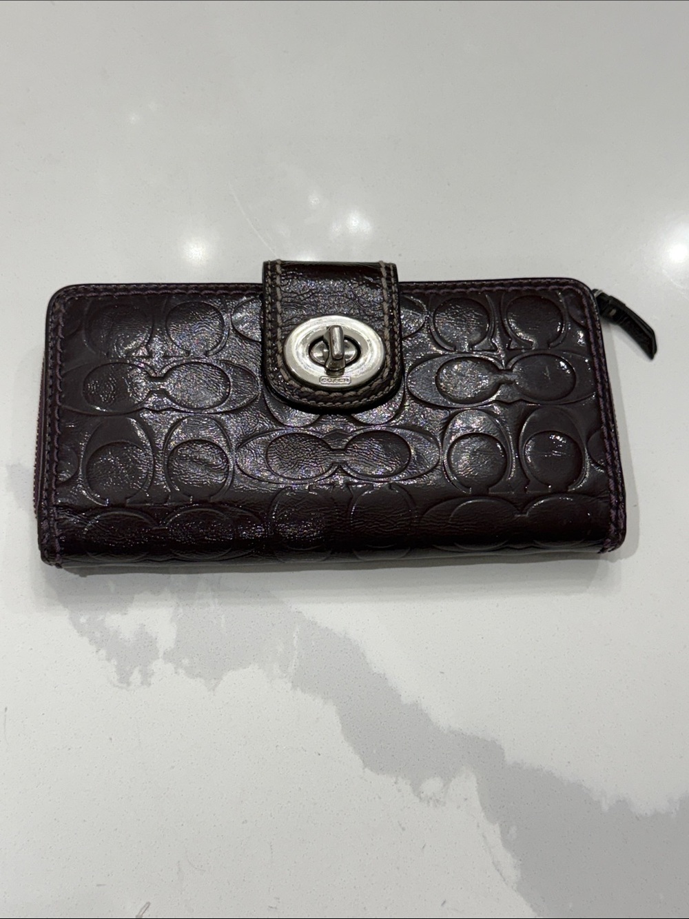 Vintage Coach Leather Wallet with silver Turnlock